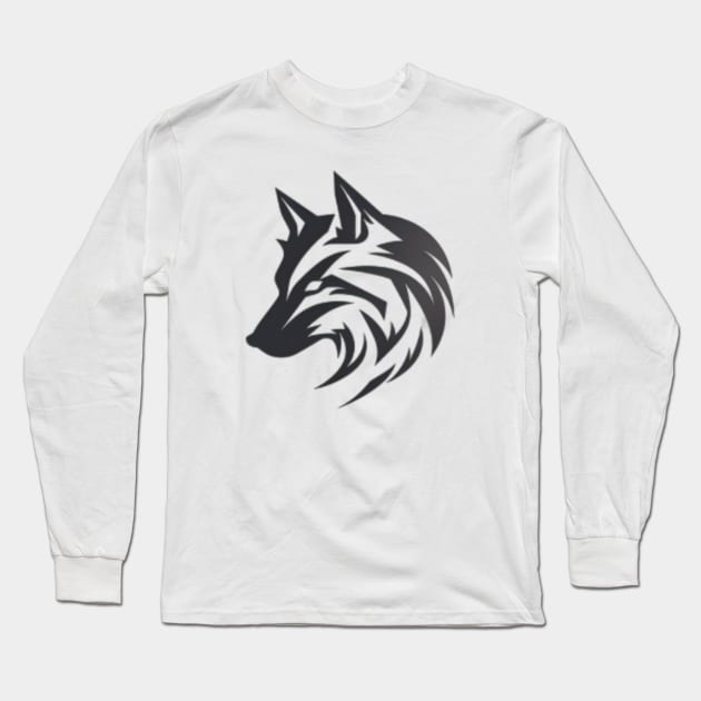 Frost Moon Wolf Shadow Long Sleeve T-Shirt by 2088DesignLab